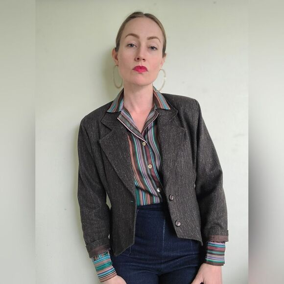 The Social Studies Teacher Vintage 80s Wool Cropped Blazer M - Picture 6 of 11